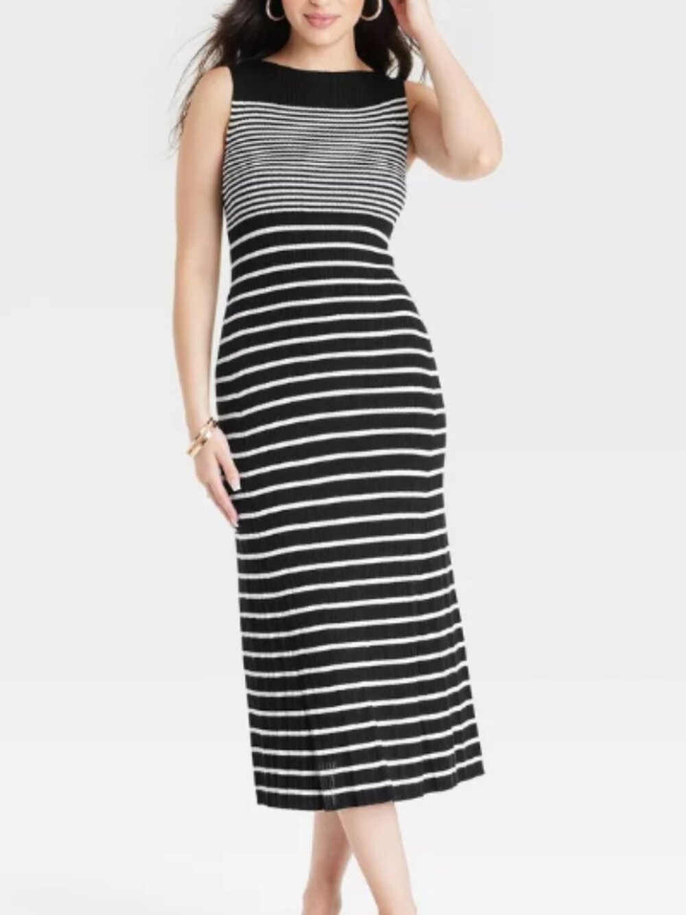 A New Day Women's Faux Plisse Midi Sweater Dress